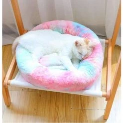 DENUOTOP Coussins Panier De Chat Rond En Peluche Pour Animal Chats Et Petits Chiens Coussin Pour Lit De Chat Lit Donut Chien Convient Nest Sofa XH062 (Diameter:60, Colorful Pink) -France Coussin et housse de coussin Soldes Boutique 60006378 4