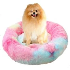 DENUOTOP Coussins Panier De Chat Rond En Peluche Pour Animal Chats Et Petits Chiens Coussin Pour Lit De Chat Lit Donut Chien Convient Nest Sofa XH062 (Diameter:60, Colorful Pink) -France Coussin et housse de coussin Soldes Boutique 60006378 5