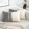 DENUOTOP Housses De Coussin Housses De Coussin Rectangle Moderne Taies D'oreiller Longues Et Solides Décoratives Pour Canapé Banc Chambre Chaise De Voiture Gris 30x50cm