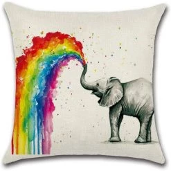 DENUOTOP Housses De Coussin Lot De 4- Taies D'oreiller Coton Lin Jeter Taies D'oreiller Housse De Coussin De Voiture Pour Canapé-lit Décor De La Maison Ensemble, 45 X 45 Cm (Animal Arc-en-Ciel) -France Coussin et housse de coussin Soldes Boutique 60006601 3