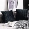 DENUOTOP Housses De Coussin Housses De Coussin Décoratives à Rayures Noires: Lot De 2 Taies D'oreiller Carrées En Velours Originales De 45 Cm X 45 Cm Pour Canapé De Chambre