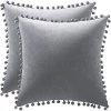 DENUOTOP Housses De Coussin 2 Pcs Housse De Coussin En Velours Taie D'oreiller Decorative Taie D'oreiller Boule De Fourrure De Couleur Pure Super Doux Maison Salon Chambre Pour Canapé Taie D'oreiller (Gris Clair)