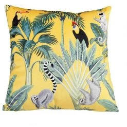 OSTARIA Housse De Coussin Velours 40x40 Cm Jungle Safran - Jaune