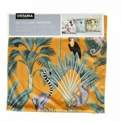OSTARIA Housse De Coussin Velours 40x40 Cm Jungle Safran - Jaune -France Coussin et housse de coussin Soldes Boutique 60078951 3