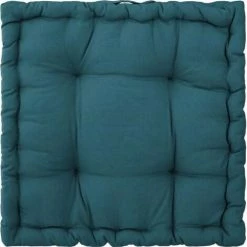 ATMOSPHERA Coussin De Sol En Coton - 40 X 40 X 8 Cm - Bleu Canard