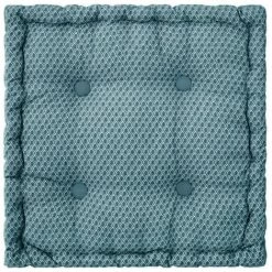 ATMOSPHERA Coussin De Sol En Coton - 40 X 40 X 8 Cm - Bleu Canard -France Coussin et housse de coussin Soldes Boutique 60113066 4