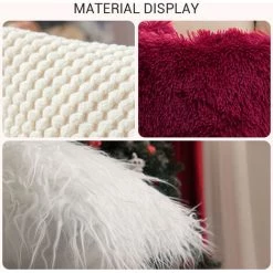 MERKMAK Housse De Coussin 45 X 45 Cm 3pcs Peluche Noel Doux Et Confortable Noyau D¡¯Oreiller Non Inclus -France Coussin et housse de coussin Soldes Boutique 60370843 3