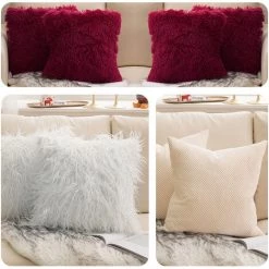 MERKMAK Housse De Coussin 45 X 45 Cm 3pcs Peluche Noel Doux Et Confortable Noyau D¡¯Oreiller Non Inclus -France Coussin et housse de coussin Soldes Boutique 60370843 5