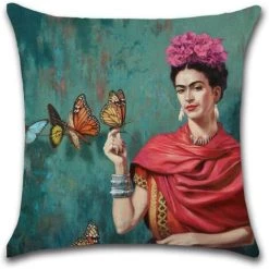 BENOBBY KIDS 4pcs Taie D'oreiller Polyester Lin Taie D'oreiller Housse De Coussin De Voiture Pour Canapé-lit Décor à La Maison Ensemble, 45 X 45 Cm (autoportrait Féminin) -France Coussin et housse de coussin Soldes Boutique 60417977 5