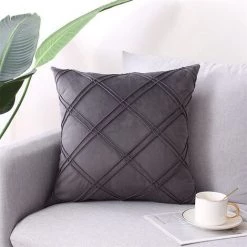 Housse De Coussin 4 Pièces Géométriques Tridimensionnelles Velours Taie D'oreiller 45 X 45 Cm Maison Canapé Chambre Voiture Décoratif (Gris Foncé) GrooFoo
