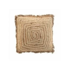 DOUCEUR D'INTRIEUR Coussins Douceur D Intérieur COUSSIN DEHOUS. COMPR. FRANGES 45 X 45 CM JUTE UNI+COTON UNI TOU Beige