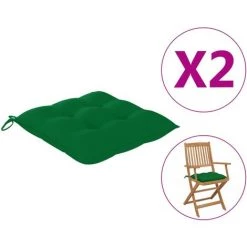 INLIFE Coussins De Chaise 2 Pcs Vert 40x40x7 Cm Tissu