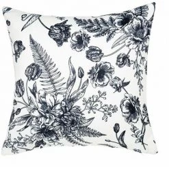 OSTARIA Housse De Coussin 40x40 Cm Flora Noir Blanc - Blanc