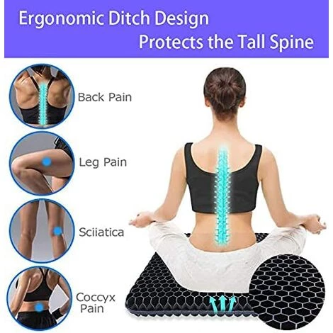 EINEMGELD Coussin De Chaise, Coussin Anti Escarres, Soulage La Pression Sur Le Orthopédique Avec Housse Antidérapant Pour Voiture/Bureau/Maison/Fauteuil Roulant 2 EINEMGELD Coussin De Chaise, Coussin Anti Escarres, Soulage La Pression Sur Le Orthopédique Avec Housse Antidérapant Pour Voiture/Bureau/Maison/Fauteuil Roulant – Image 2