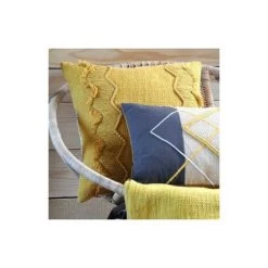 LOVELY CASA Coussin (40 Cm) Alabama Jaune Moutarde