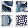 LTS FAFA Lot De 4 Housses De Coussin Décoratives, Pois En Marbre Bleu Marine, Texture De La Mer, Coussin En Lin, Canapé, Voiture, Décoration D'intérieur, 45,7 X 45,7 Cm