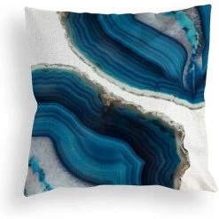 LTS FAFA Lot De 4 Housses De Coussin Décoratives, Pois En Marbre Bleu Marine, Texture De La Mer, Coussin En Lin, Canapé, Voiture, Décoration D'intérieur, 45,7 X 45,7 Cm -France Coussin et housse de coussin Soldes Boutique 61250880 5