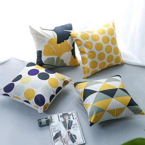 SLBRILLèRE Housse De Coussin Plante Feuilles Géométrique Motif Taie D'oreiller Pour Canapé Maison Salon Chambre Décoration D'intérieur, 45x45cm, Ensemble De 4 Pièces(Géométrie Et Feuille) 4 SLBRILLèRE Housse De Coussin Plante Feuilles Géométrique Motif Taie D'oreiller Pour Canapé Maison Salon Chambre Décoration D'intérieur, 45x45cm, Ensemble De 4 Pièces(Géométrie Et Feuille) – Image 4