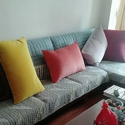 LITZEE Housse De Coussin, Lot De 2, Housses De Coussin Décoratives Carrées En Velours Doux Solide, Housses De Coussin Euro Pour Ferme, Canapé, Intérieur Et Extérieur, 60*70cm,Gris -France Coussin et housse de coussin Soldes Boutique 61335721 3