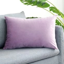 LITZEE Housse De Coussin, Lot De 2, Housses De Coussin Décoratives Carrées En Velours Doux Solide, Housses De Coussin Euro Pour Ferme, Canapé, Intérieur Et Extérieur, 40 X 60 Cm, Violet -France Coussin et housse de coussin Soldes Boutique 61335725 4