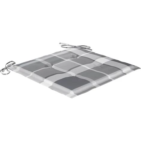 FIMEI Coussins De Chaise De Jardin 4pcs Carreaux Gris 50x50x3cm Tissu 2 FIMEI Coussins De Chaise De Jardin 4pcs Carreaux Gris 50x50x3cm Tissu – Image 2