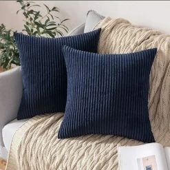 LYCXAMES Housse De Coussin En Velours Décoratif Taie D'oreiller Douce Sofa Salon Canapé Lot De 2 45x45cm Marine Blau