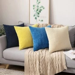 LYCXAMES Housse De Coussin En Velours Décoratif Taie D'oreiller Douce Sofa Salon Canapé Lot De 2 45x45cm Marine Blau -France Coussin et housse de coussin Soldes Boutique 61437663 5