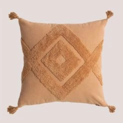 Coussin Carré En Coton (45x45 Cm) Stik SKLUM Coton - Brun Praliné