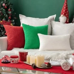 LYCXAMES Housses De Coussins En Velours Douce Housse D'oreiller Décoratif Pour Salon Maison 45x45cm Lot De 2 Rouge -France Coussin et housse de coussin Soldes Boutique 61474834 5