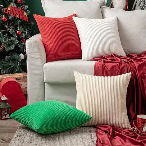 LYCXAMES Lot De 2 Decorative Housse De Coussin En Velours Côtelé Canapé Taie D'oreiller Douce Pour Maison Salon Chambre Lit 45x45cm Blanc 4 LYCXAMES Lot De 2 Decorative Housse De Coussin En Velours Côtelé Canapé Taie D'oreiller Douce Pour Maison Salon Chambre Lit 45x45cm Blanc – Image 4