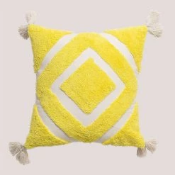 Coussin Carré En Coton (45x45 Cm) Sowyer SKLUM Coton - Jaune
