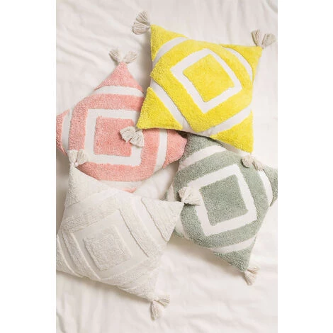 Coussin Carré En Coton (45x45 Cm) Sowyer SKLUM Coton - Jaune 2 Coussin Carré En Coton (45x45 Cm) Sowyer SKLUM Coton - Jaune – Image 2