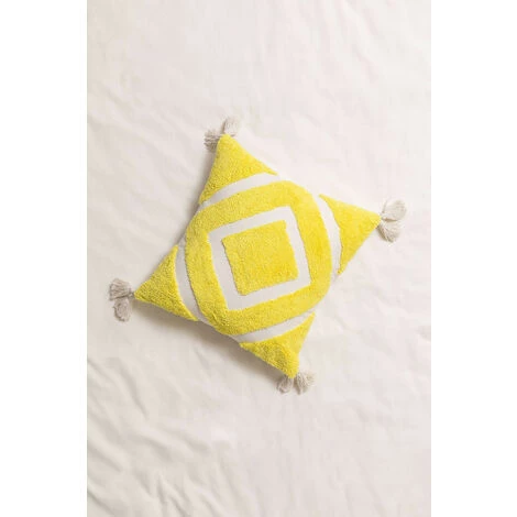 Coussin Carré En Coton (45x45 Cm) Sowyer SKLUM Coton - Jaune 3 Coussin Carré En Coton (45x45 Cm) Sowyer SKLUM Coton - Jaune – Image 3