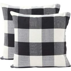 LYCXAMES Housse De Coussin Treillis Géométrique D'oreiller Pour Canapé Maison Salon Chambre Décoration D'intérieur, 45x45cm, Ensemble De 2 Pièces(Noir Blanc|2 Pièces)