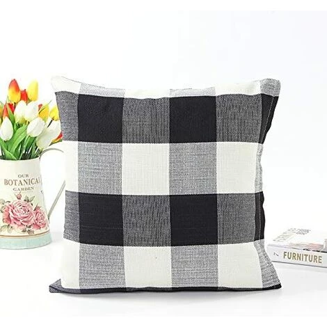 LYCXAMES Housse De Coussin Treillis Géométrique D'oreiller Pour Canapé Maison Salon Chambre Décoration D'intérieur, 45x45cm, Ensemble De 2 Pièces(Noir Blanc|2 Pièces) 2 LYCXAMES Housse De Coussin Treillis Géométrique D'oreiller Pour Canapé Maison Salon Chambre Décoration D'intérieur, 45x45cm, Ensemble De 2 Pièces(Noir Blanc|2 Pièces) – Image 2