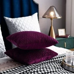 LYCXAMES 45 Cm X 45 Cm Violet Taies D'oreiller: 2 Pack Original Rayé Velours Carré Housse De Coussin Décoratif Pour Canapé De Chambre 8 LYCXAMES 45 Cm X 45 Cm Violet Taies D'oreiller: 2 Pack Original Rayé Velours Carré Housse De Coussin Décoratif Pour Canapé De Chambre -France Coussin et housse de coussin Soldes Boutique 61508001 4