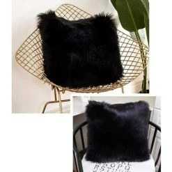 LYCXAMES Housse De Coussin, Fausse Fourrure Deluxe Décoratif Canapé Chambre Lit Super Doux Peluche Mongolie Taie D'oreiller 45X45cm (Noir) -France Coussin et housse de coussin Soldes Boutique 61511713 3