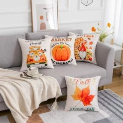 ROSIER Housse De Coussin 45x45 Coussin Canapé Coussins Décoratifs Lin Citrouille Automne Récolte Taie D'oreiller Pour Canapé, Lit, Décoration Pour La Maison——VEBTles -France Coussin et housse de coussin Soldes Boutique 61662208 3