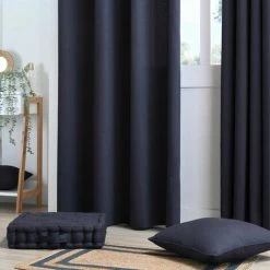 RETRO Coussin De Sol En Satin De Coton - OXFORD - Carbone -France Coussin et housse de coussin Soldes Boutique 62015822 3