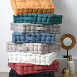 RETRO Coussin De Sol En Satin De Coton - OXFORD - Carbone -France Coussin et housse de coussin Soldes Boutique 62015822 4