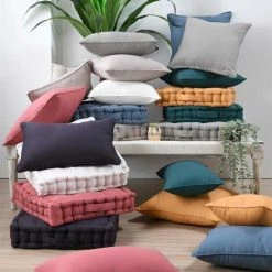 RETRO Coussin De Sol En Satin De Coton - OXFORD - Carbone -France Coussin et housse de coussin Soldes Boutique 62015822 5