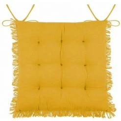LOVELY CASA Coussin De Chaise à Franges Jaune