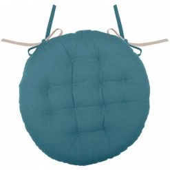 LOVELY CASA Pétrole Lin Coussin De Chaise Ronde Réversible 38 Cm -France Coussin et housse de coussin Soldes Boutique 62016857 3