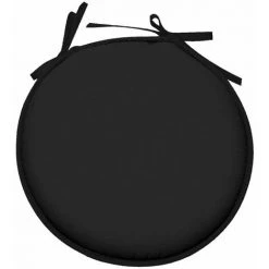 RETRO Galette De Chaise Noir Ronde En Polyester