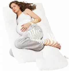 PURSENS Coussin De Grossesse Et Allaitement - Aide A L'Endormissement, Support Et Soutien Des Vertèbres - 140 X 78 Cm - Blanc