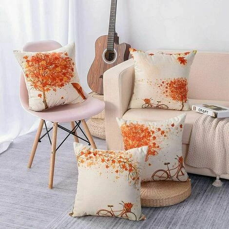 SINCèREETALI Thanksgiving Day Housse De Coussin, Lot De 4 L'automne Coton Et Lin Décoratif Taie D'oreiller Canapé Voiture Maison Décor Housses De Coussin 45 X 45 Cm (érable Arbre Avec Vélo) 4 SINCèREETALI Thanksgiving Day Housse De Coussin, Lot De 4 L'automne Coton Et Lin Décoratif Taie D'oreiller Canapé Voiture Maison Décor Housses De Coussin 45 X 45 Cm (érable Arbre Avec Vélo) – Image 4