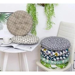 SINCèREETALI Coussin Quatre Saisons Général épaissi Coton Et Lin Coussin De Chaise De Salle à Manger Cercle Parallélogramme Adapté Au Bureau 45*45CM -France Coussin et housse de coussin Soldes Boutique 63526048 3