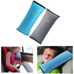 PERLE RARE 2Pcs Siège Enfant Kid Véhicules De Ceinture Harnais D'épaule Auto Voiture Coussin Ceinture De Sécurité Amovible Lavable Et Pratique (gris & Bleu)