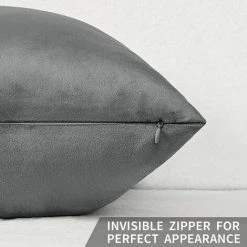 SINCèREETALI Lot De 4 Taies D'oreiller De Coussin, Taies D'oreiller Décoratives Grises, Oreiller De Canapé Gris Uni, Taies D'oreiller En Velours Doux, Housses De Coussin Carrées Pour Chaise De Canapé-lit, 45,72 X 45,72 Cm -France Coussin et housse de coussin Soldes Boutique 63816586 5