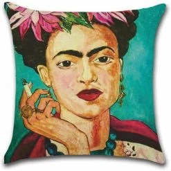 SINCèREETALI 4pcs Taie D'oreiller Polyester Lin Taie D'oreiller Housse De Coussin De Voiture Pour Canapé-lit Décor à La Maison Ensemble, 45 X 45 Cm (autoportrait Féminin) -France Coussin et housse de coussin Soldes Boutique 63816880 3